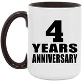 4th Anniversary 4 Years - 15oz Accent Mug Black
