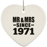 53rd Anniversary Mr & Mrs Since 1971 - Heart Ornament