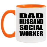 Dad Husband Social Worker - 11oz Accent Mug Orange