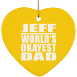 Jeff World's Okayest Dad - Heart Ornament