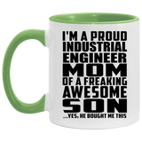Proud Industrial Engineer Mom Of Awesome Son - 11oz Accent Mug Green