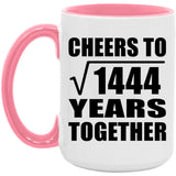 38th Anniversary Cheers To Square Root of 1444 Years Together - 15oz Accent Mug Pink