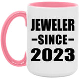 Jeweler Since 2023 - 15oz Accent Mug Pink