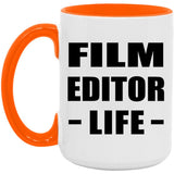 Film Editor Life - 15oz Accent Mug Orange