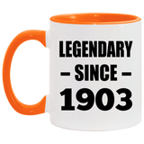 121st Birthday Legendary Since 1903 - 11oz Accent Mug Orange