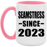 Seamstress Since 2023 - 15oz Accent Mug Pink