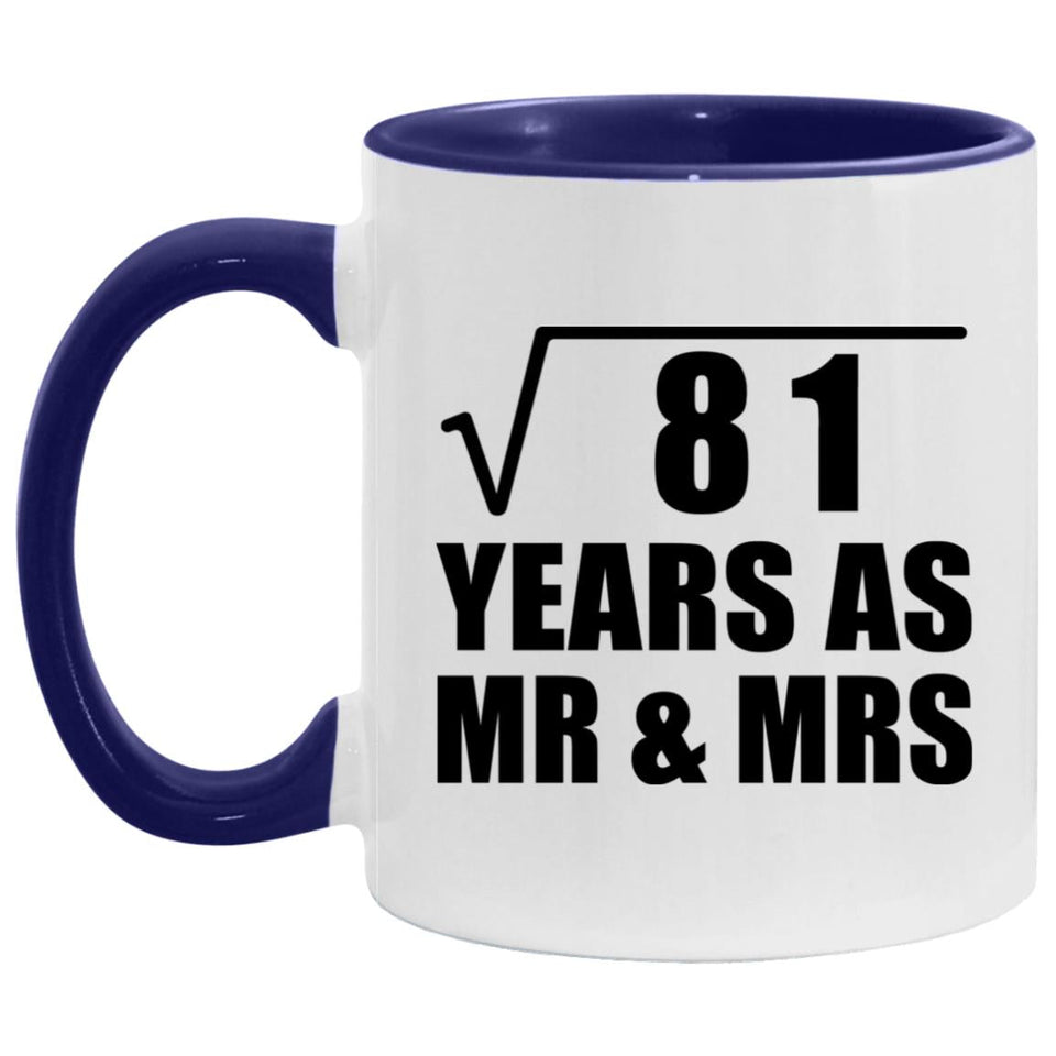 9th Anniversary Square Root of 81 Years As Mr & Mrs - 11oz Accent Mug Purple