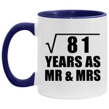 9th Anniversary Square Root of 81 Years As Mr & Mrs - 11oz Accent Mug Purple