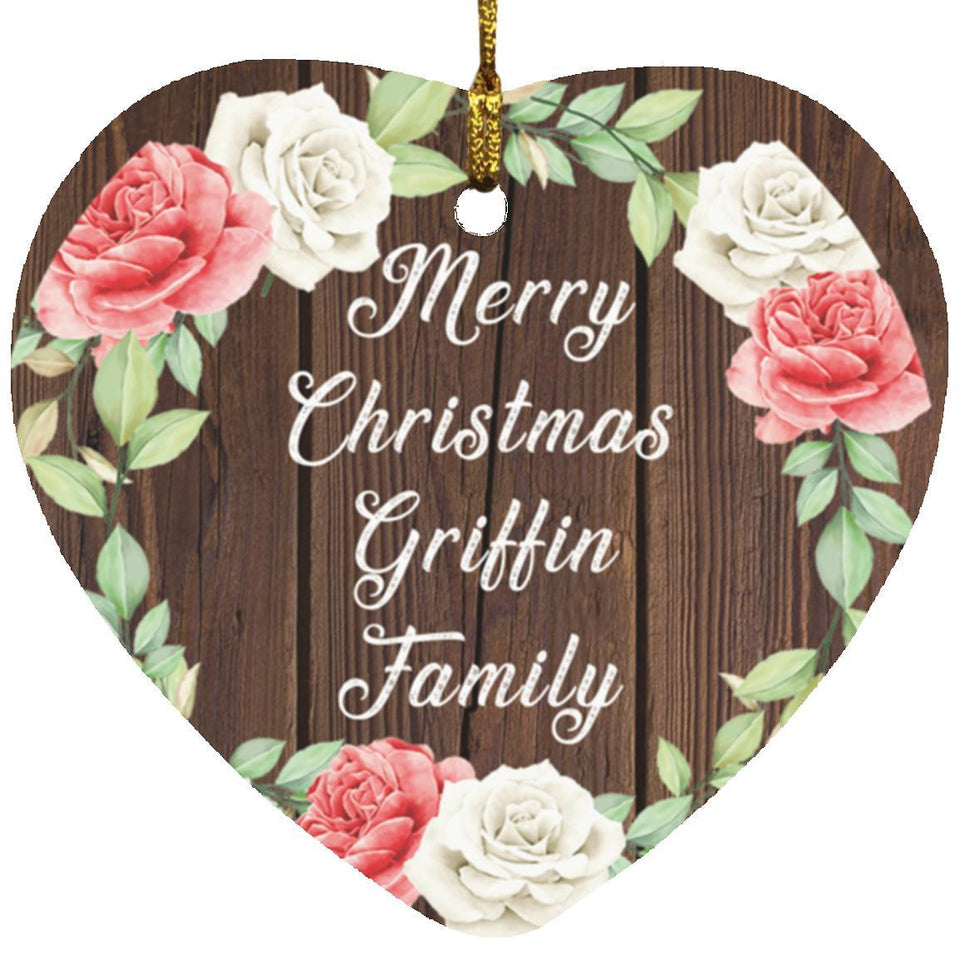 Merry Christmas Griffin Family - Heart Ornament A