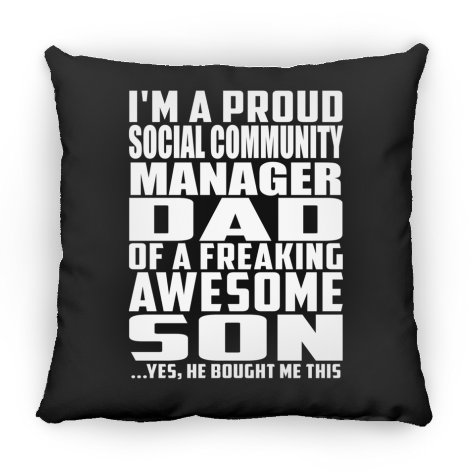 Proud Social Community Manager Dad Of Awesome Son - Throw Pillow Black