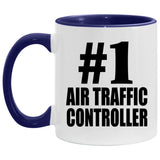 Number One #1 Air Traffic Controller - 11oz Accent Mug Purple