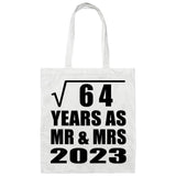 8th Anniversary Square Root of 64 Years As Mr & Mrs 2023 - Tote Bag White