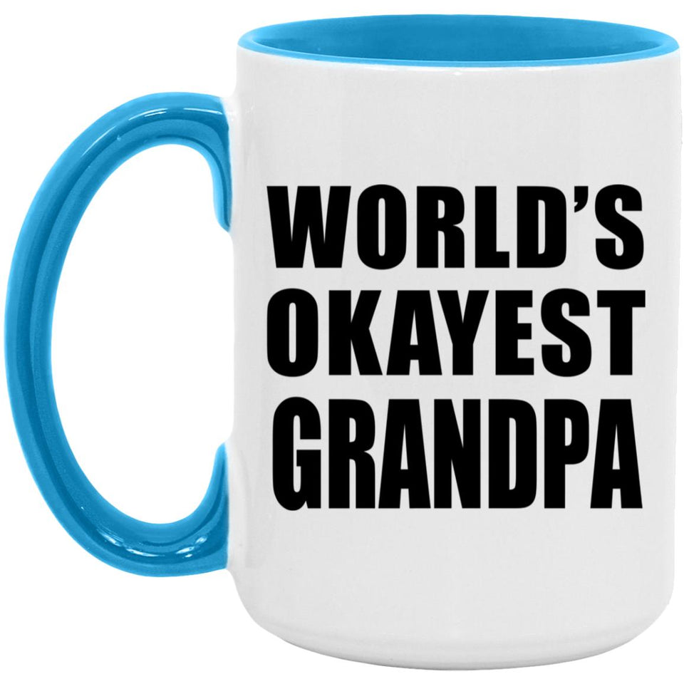World's Okayest Grandpa - 15oz Accent Mug Blue