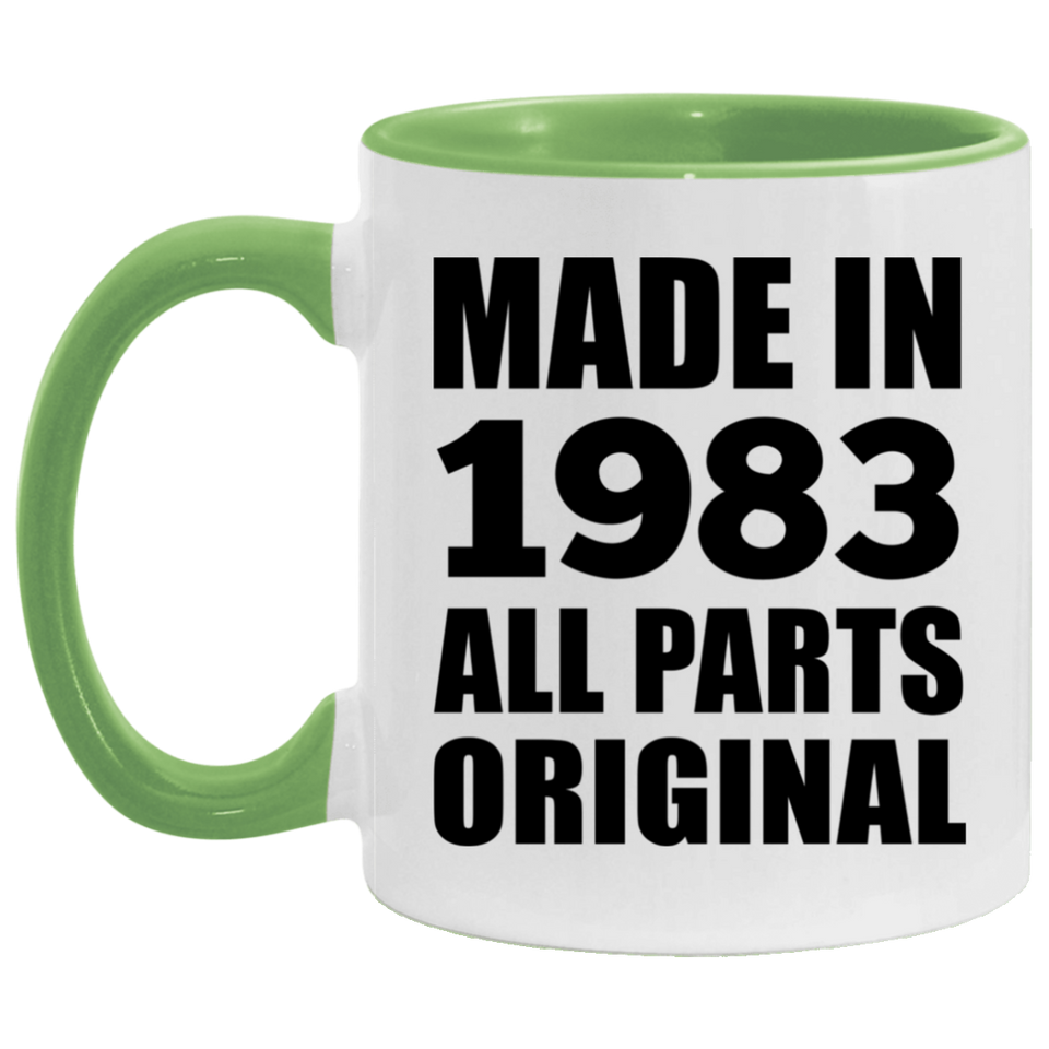 41st Birthday Made in 1983 All Parts Original - 11oz Accent Mug Green