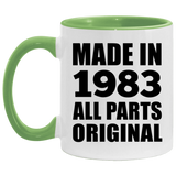41st Birthday Made in 1983 All Parts Original - 11oz Accent Mug Green