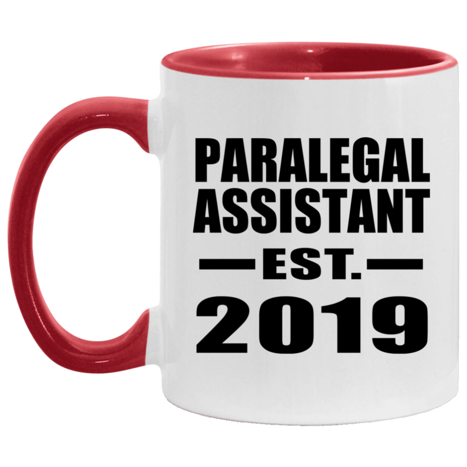 Paralegal Assistant Established EST. 2019 - 11oz Accent Mug Red