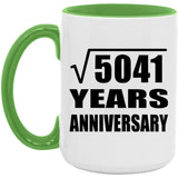 71st Anniversary Square Root of 5041 Years Anniversary - 15oz Accent Mug Green