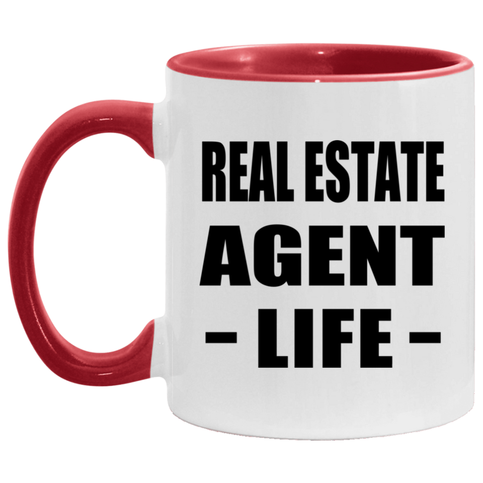 Real Estate Agent Life - 11oz Accent Mug Red