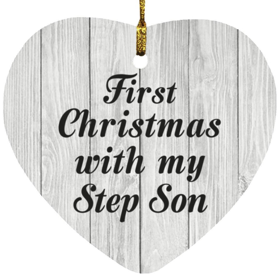 First Christmas With My Step Son - Heart Ornament F