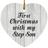 First Christmas With My Step Son - Heart Ornament F