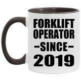 Forklift Operator Since 2019 - 11oz Accent Mug Black