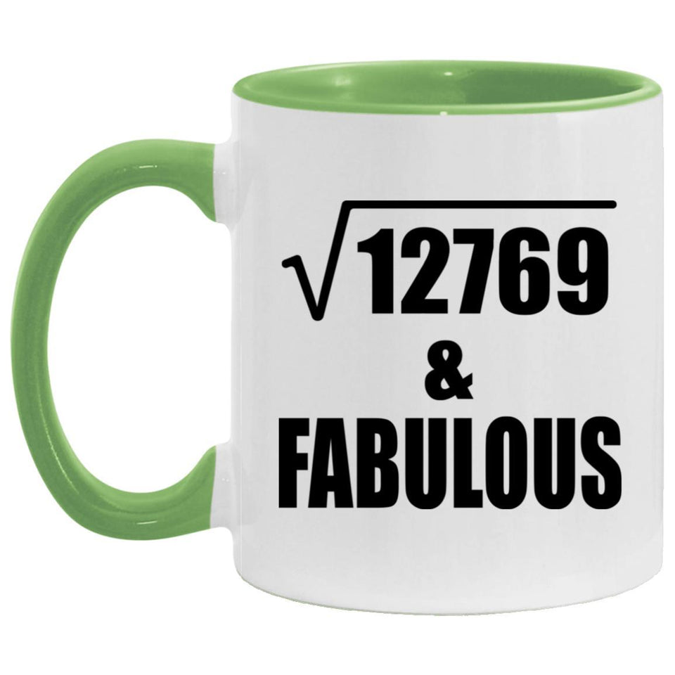 113th Birthday Square Root of 12769 & Fabulous - 11oz Accent Mug Green