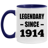 110th Birthday Legendary Since 1914 - 11oz Accent Mug Purple
