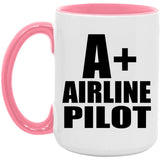 A+ Airline Pilot - 15oz Accent Mug Pink
