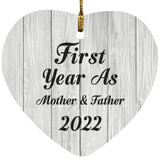 First Year As Mother & Father 2022 - Heart Ornament F