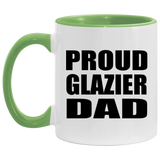 Proud Glazier Dad - 11oz Accent Mug Green