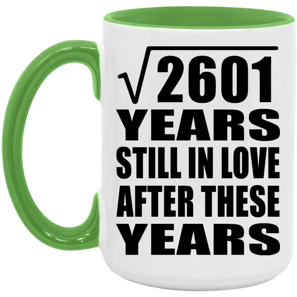 51st Anniversary Square Root of 2601 Years Still In Love - 15oz Accent Mug Green