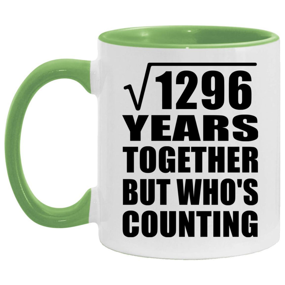 36th Anniversary Square Root of 1296 Years Who's Counting - 11oz Accent Mug Green