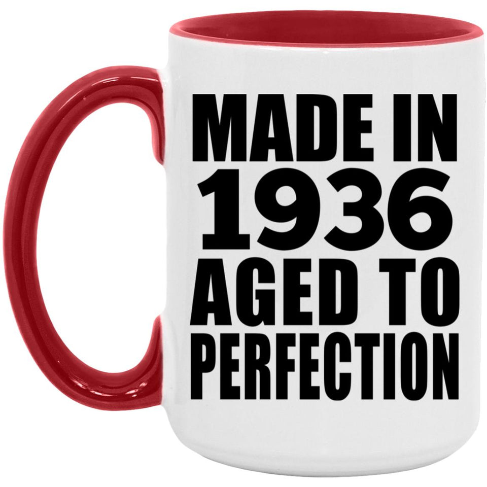 88th Birthday Made In 1936 Aged to Perfection - 15oz Accent Mug Red