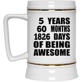 5th Birthday 5 Years 60 Months 1826 Days Of Awesome - Beer Stein