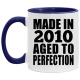 14th Birthday Made In 2010 Aged to Perfection - 11oz Accent Mug Purple