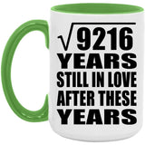 96th Anniversary Square Root of 9216 Years Still In Love - 15oz Accent Mug Green