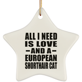 All I Need Is Love And A European Shorthair Cat - Star Ornament