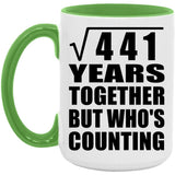 21st Anniversary Square Root of 441 Years Who's Counting - 15oz Accent Mug Green
