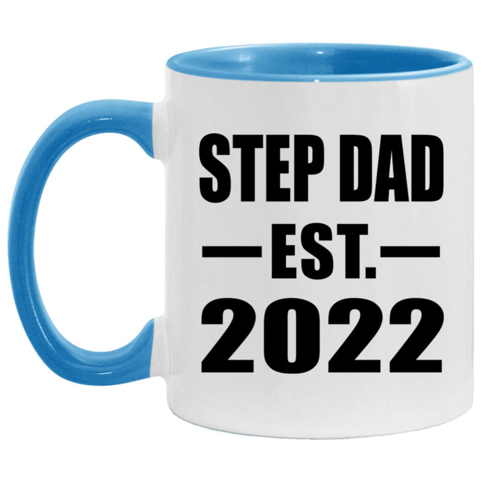 Step Dad Established EST. 2022 - 11oz Accent Mug Blue