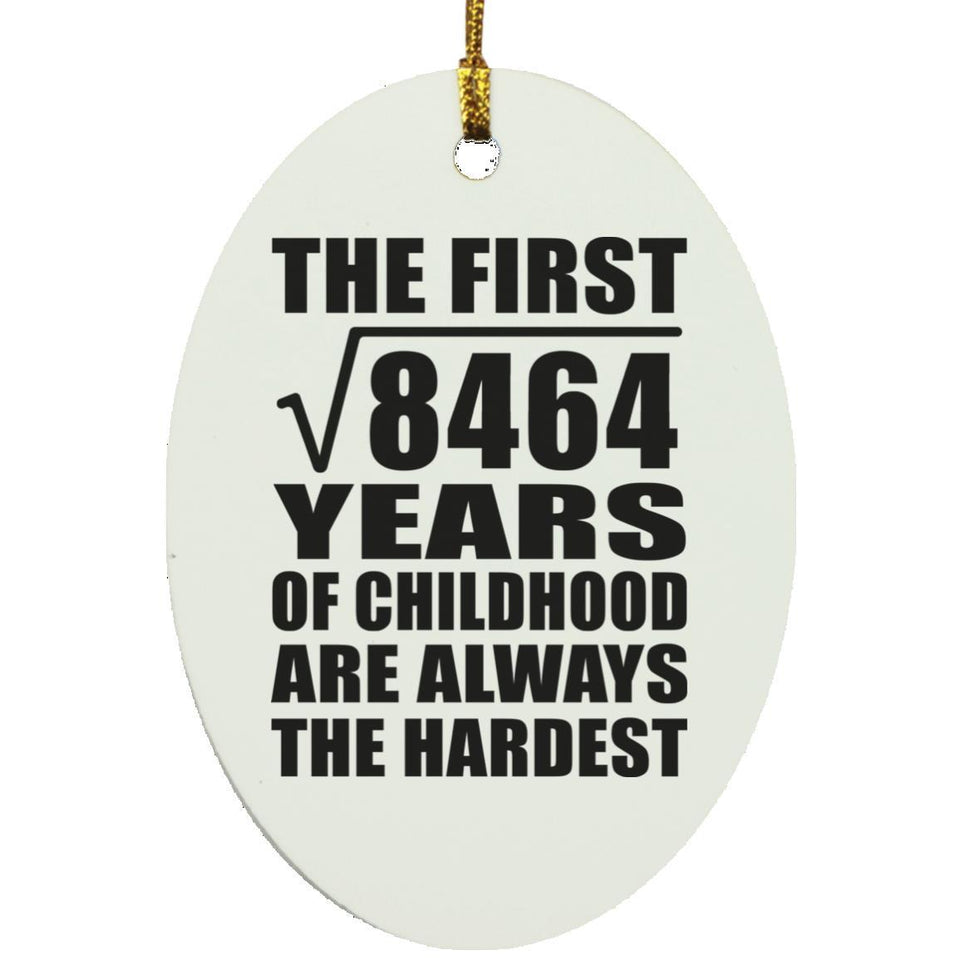 92nd Birthday Square Root of 8464 Years of Childhood - Oval Ornament