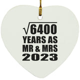 80th Anniversary Square Root of 6400 Years As Mr & Mrs 2023 - Heart Ornament