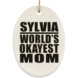 Sylvia World's Okayest Mom - Oval Ornament