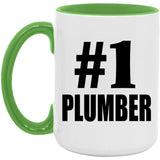 Number One #1 Plumber - 15oz Accent Mug Green