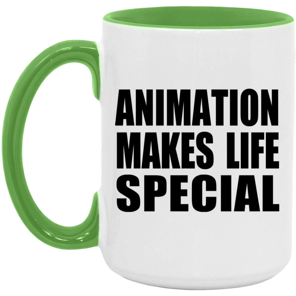 Animation Makes Life Special - 15oz Accent Mug Green