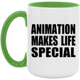 Animation Makes Life Special - 15oz Accent Mug Green