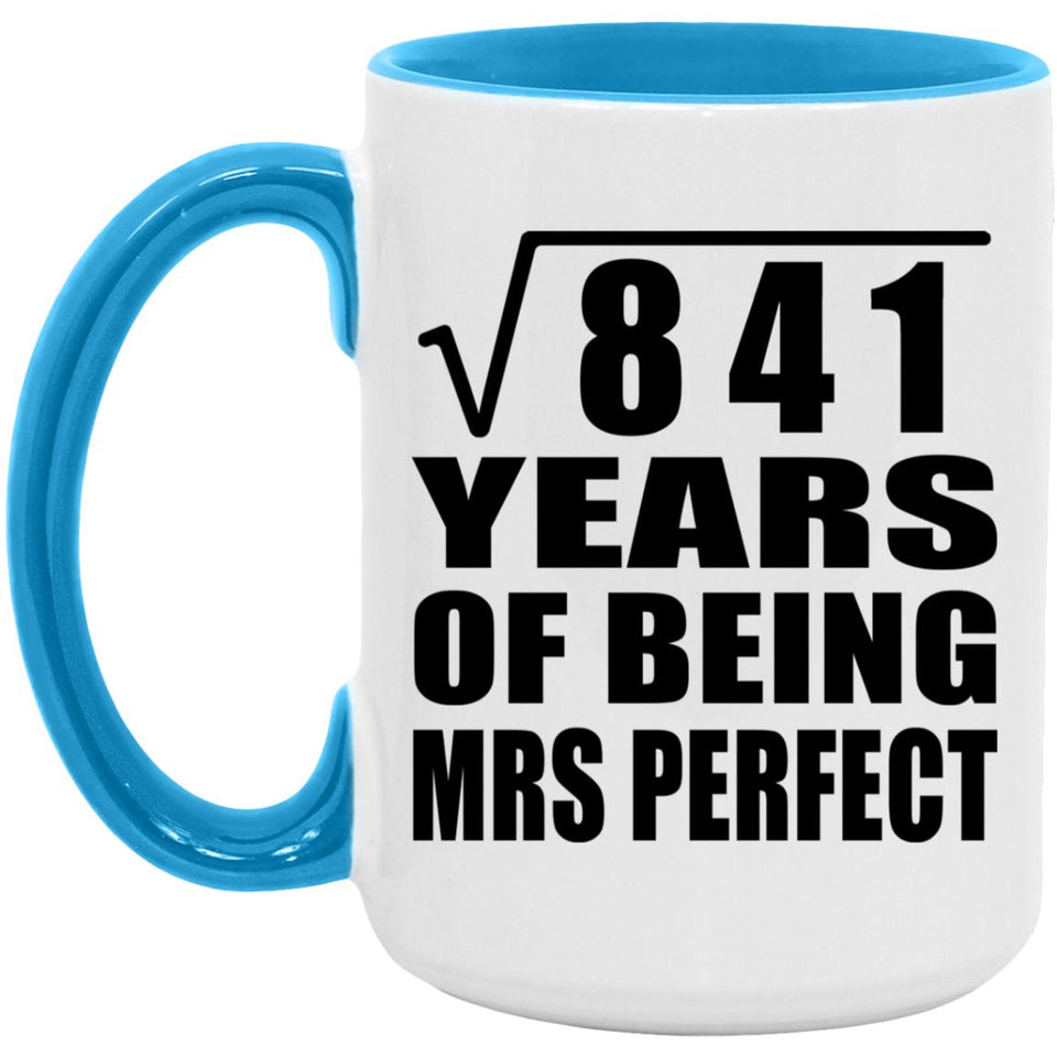 29th Anniversary Square Root of 841 Years of Mrs Perfect - 15oz Accent Mug Blue