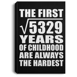 73rd Birthday Square Root of 5329 Years of Childhood - Canvas Portrait