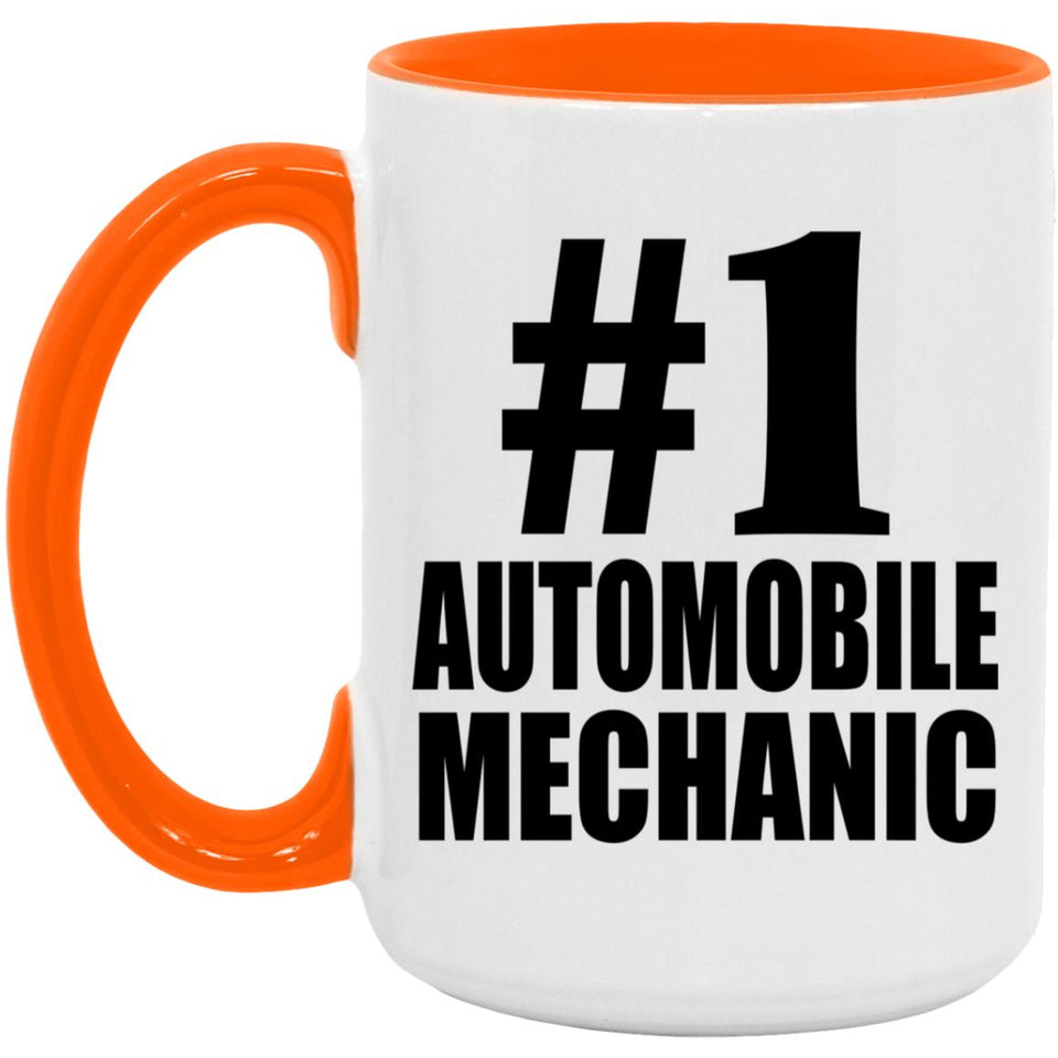 Number One #1 Automobile Mechanic - 15oz Accent Mug Orange
