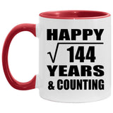 Happy 12th Anniversary Square Root of 144 Years & Counting - 11oz Accent Mug Red