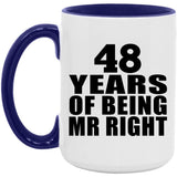 48th Anniversary 48 Years Of Being Mr Right - 15oz Accent Mug Purple